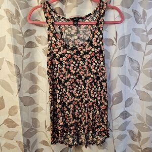 Rue 21 Long Tank Top Floral Pink Black White Back Zipper Size Medium, Y2K?